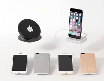 Apple Smartphones With Wireless Charger And Various Colors On Display Stand 3d model Apple Smartphones With Wireless Charger And Various Colors On Display Stand 3d model