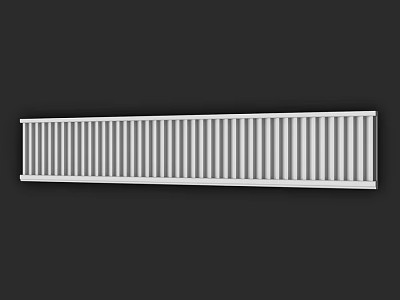 Silver Steel Component With Vertical Stripes And Long Smooth Surface 3d model