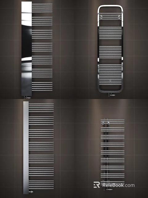 Modern Chrome Radiators With Various Styles For Bathroom Heating Systems 3d model 