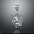 Silver Shield Shaped Pendant With Exquisite Engraved Pattern For Clothing Accessory