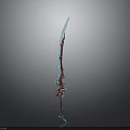 Modern Sci Fi Sword With Blue Blade And Red Accents In Sleek Design