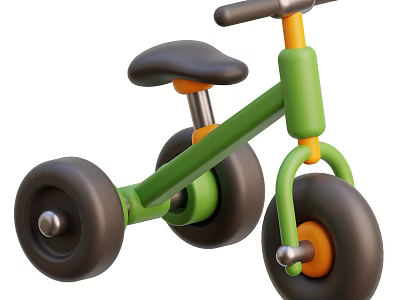 Sturdy Green Toddler Tricycle With Orange Accents Black Wheels And Seat 3d model