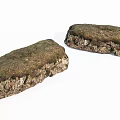 Moss Covered Stone Wood Pieces For Natural Garden Decor Elements 3d model
