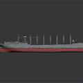 Vintage Model Ship With Red Hull Gray Upper Deck Multiple Chimneys And Detailed Structures 3d model
