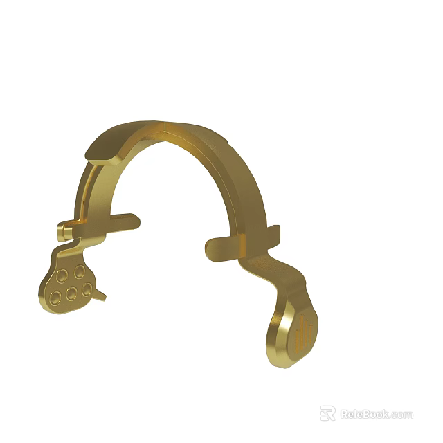 Durable Golden Arc Shaped Metal Bracket Featuring Symmetrical Arms And Holes 3d model 