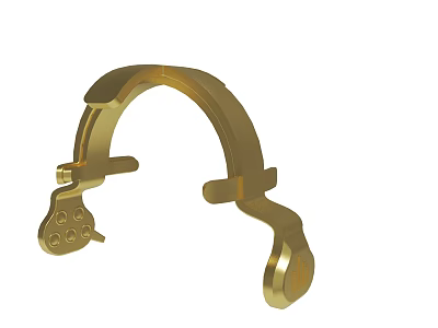 Durable Golden Arc Shaped Metal Bracket Featuring Symmetrical Arms And Holes 3d model