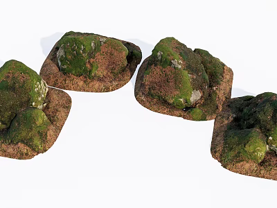 Mossy Stones And Wooden Accents For Rustic Natural Landscape Design 3d model