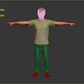 Man in Gray T Shirt and Blue Jeans With Arms Outstretched Against Dark Gray Background 3d model