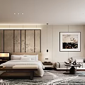 Modern Hotel Guest Room Interior With Wooden Wall Paneling TV Shelves Wardrobe And Wine Cabinet