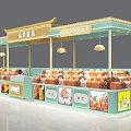 Traditional Style Shopping Mall Food Shop With Oil Pastry Display Counter And Various Snacks
