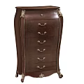 Antique Wooden Chest of Drawers with Ornate Handles and Carved Decorative Edges