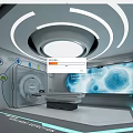 Modern Medical Station Interior With Advanced Equipment Large Screen And Circular Lights