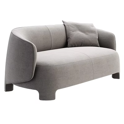 Gray Modern Multi Seat Sofa With Curved Armrests And Comfortable Cushion 3d model