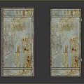 Vintage Rusted Metal Blue Green Double Doors with Rustic Texture