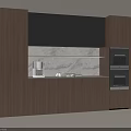 Modern Wine Cabinet In Open Kitchen Interior With Wooden Cabinets And Appliances