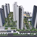 Modern High Rise Residential Community With Green Spaces And Public Facilities Layout