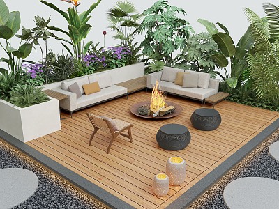 Garden landscape flower pool outdoor sofa landscape plants model