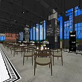 Modern Café Interior Design With Open Layout Large Windows Bar Counter And Wooden Tables