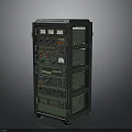 Industrial Green Metal Control Cabinet With Multiple Shelves Gauges And Drawers