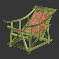 Natural Wooden Lounge Chair With Curved Backrest And Crossed Legs Design