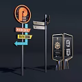 Modern Wayfinding Signage System With Parking Directional Signs And Information Displays