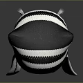 Knitted Black And White Striped Winter Hat With Ear Flaps Warm Design 3d model
