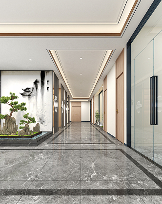 New Chinese Aisle Hotel Entrance Aisle 3d model