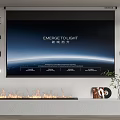 Modern projection curtain projector fireplace 3d model