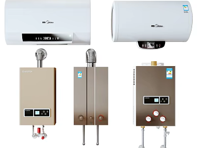 Daily Use Electrical Appliances Wall Mounted Electric And Vertical Gas Water Heaters Modern Design 3d model