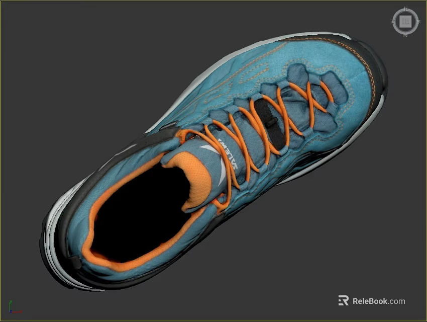 Blue And Orange Running Shoes With Breathable Mesh Upper Orange Laces And Durable Sole 3d model 