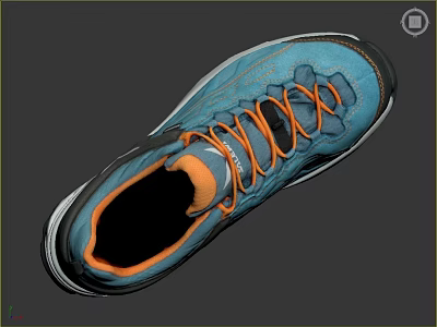 Blue And Orange Running Shoes With Breathable Mesh Upper Orange Laces And Durable Sole 3d model