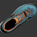 Blue And Orange Running Shoes With Breathable Mesh Upper Orange Laces And Durable Sole