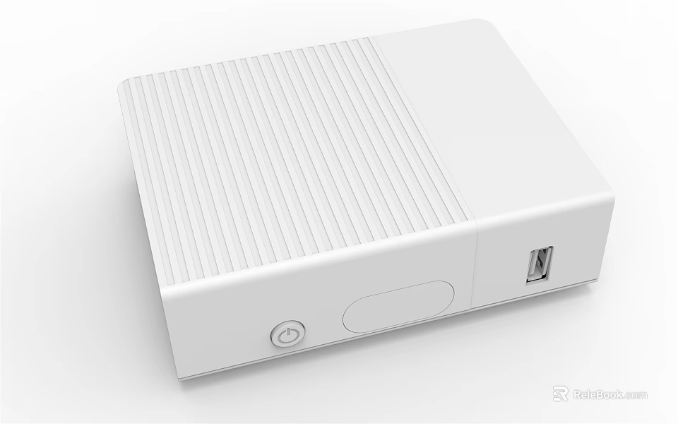 Modern White TV with External Striped Design Box Button and USB Port 3d model 