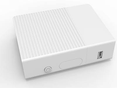 Modern White TV with External Striped Design Box Button and USB Port 3d model