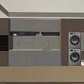 Modern Kitchen Sideboard Design With White And Wooden Cabinets And Countertop