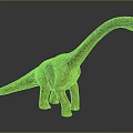 Detailed Yellow Dinosaur Model With Long Neck Textured Body Standing On Black Reflective Surface