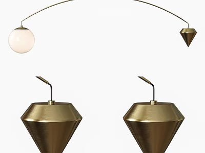 Modern Golden Geometric Pendant Lights With Spherical And Cone Shaped Designs 3d model
