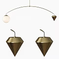 Modern Golden Geometric Pendant Lights With Spherical And Cone Shaped Designs