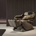 Luxury Modern Massage Chair With Control Panel And Ergonomic Design Against Dark Wooden Wall
