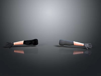 Human Arm Prosthesis With Natural Hair And Black Gray Design Elements 3d model