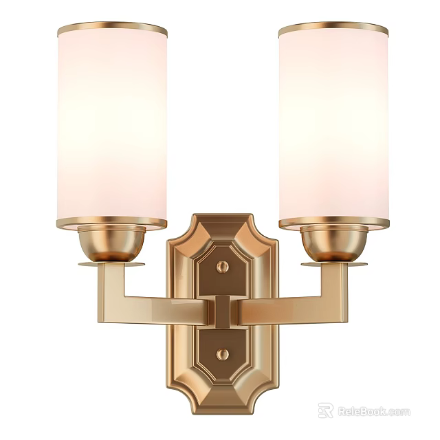Elegant Modern Wall Lamp With Double Shade And Brass Finish Design 3d model