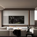 Minimalist Modern Living Room With Sofa TV Wall Fireplace Coffee Table And Stairs