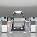 Modern Entertainment Electronics Display With Central Arched Structure And Multiple Screens 3d model