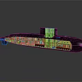 Modern Water Transport Vessel Cross Section View With Multi Level Interior And Facilities 3d model