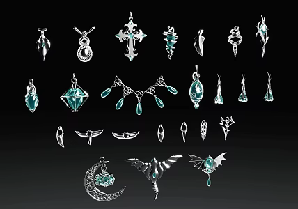 Pendant Earring Necklace Pendant Jewelry Pendant Cross Necklace Jewelry Maya Jewelry 3d model