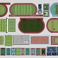 Various Football Field Layouts With Running Tracks And Sports Facilities
