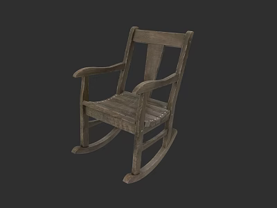 Classic Wooden Rocking Leisure Chair With Armrests And Slatted Seat Design 3d model