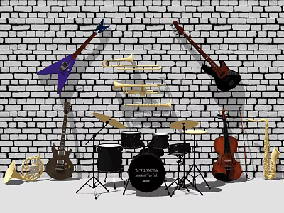 Modern Drum Instrument Combination 3d model Modern Drum Instrument Combination 3d model