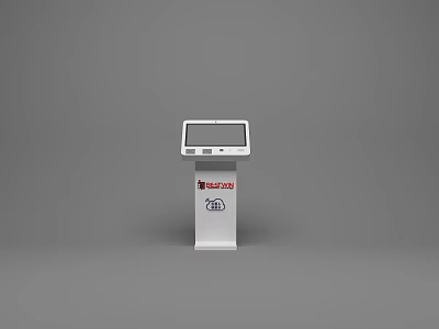 Commercial Standing Self Service Kiosk Equipment With Display Screen And Robot Logo 3d model