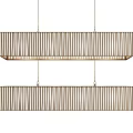 Modern Rectangular Striped Chandeliers With Linear Wooden Frame And Hanging Design Elements 3d model